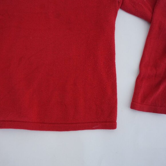 Vintage Liz Claiborne Red Green Embroidered Christmas Ornaments Knit Crewneck L - Picture 6 of 10